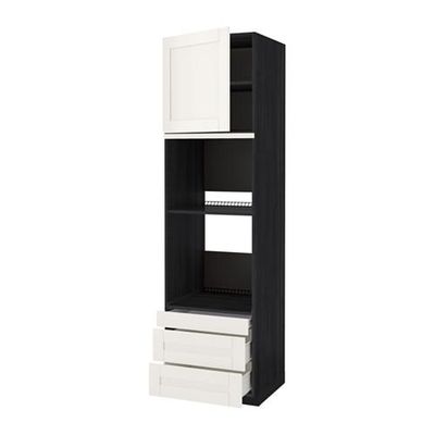 МЕТОД / ФОРВАРА Выс шкаф д/дхвк/комб дхвк+двр/3ящ - 60x60x220 см, под дерево черный, Сэведаль белый МЕТОД / ФОРВАРА Выс шкаф д/дхвк/комб дхвк+двр/3ящ - 60x60x220 см, под дерево черный, Сэведаль белый