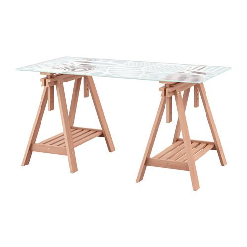 ГЛАСХОЛЬМ / ФИНВАРД Стол - стекло/орнамент бук ГЛАСХОЛЬМ / ФИНВАРД Стол - стекло/орнамент бук