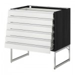 МЕТОД / ФОРВАРА Напольн шкаф 6фронт пнл/6 низ ящ - 80x60x60 см, Нодста белый/алюминий, под дерево черный