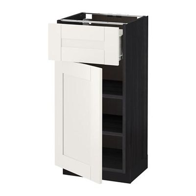МЕТОД / ФОРВАРА Напольный шкаф с ящиком/дверью - 40x37 см, Сэведаль белый, под дерево черный МЕТОД / ФОРВАРА Напольный шкаф с ящиком/дверью - 40x37 см, Сэведаль белый, под дерево черный