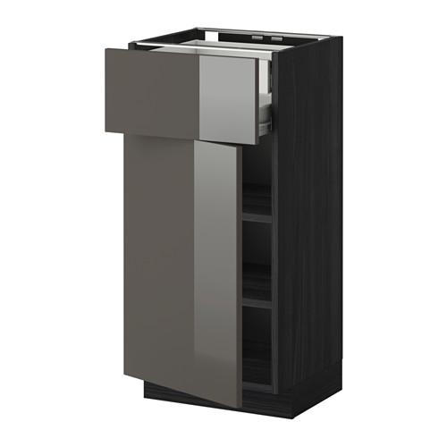 МЕТОД / ФОРВАРА Напольн шкаф двр/фр пнл/плк/2низ ящ - под дерево черный, Рингульт глянцевый серый, 40x37 см МЕТОД / ФОРВАРА Напольн шкаф двр/фр пнл/плк/2низ ящ - под дерево черный, Рингульт глянцевый серый, 40x37 см