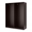 PAX гардероб с раздвижными дверьми черно-коричневый/Аули зеркальное стекло 150x66x236.4 cm