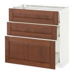 МЕТОД / ФОРВАРА Напольный шкаф с 3 ящиками - 80x37 см, Филипстад коричневый, белый