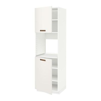 МЕТОД Высок шкаф д/духовки/2дверцы/полки - 60x60x200 см, Мэрста белый, белый