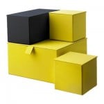 ПАЛЬРА Набор коробок с крышкой, 4 шт - темно-желтый