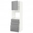 МЕТОД / МАКСИМЕРА Высокий шкаф д/духовки/дверь/3ящика - белый, Будбин серый, 60x60x200 см