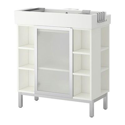 ЛИЛЛОНГЕН Шкаф п/раковину с 1 двр/4 откр полк - алюминий ЛИЛЛОНГЕН Шкаф п/раковину с 1 двр/4 откр полк - алюминий