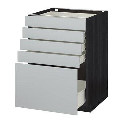 МЕТОД / ФОРВАРА Напольный шкаф с 5 ящиками - 60x60 см, Веддинге серый, под дерево черный МЕТОД / ФОРВАРА Напольный шкаф с 5 ящиками - 60x60 см, Веддинге серый, под дерево черный