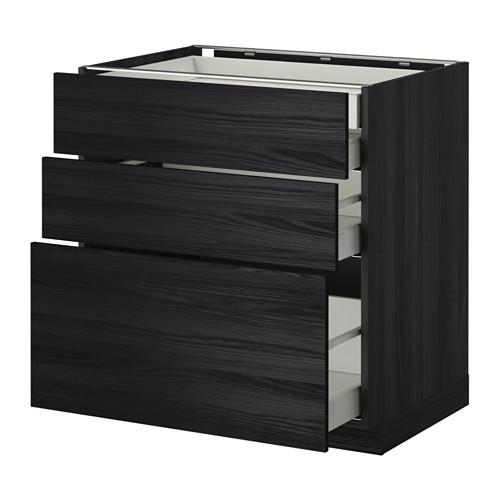 МЕТОД / МАКСИМЕРА Нплн шк 3 фрнт/2нзк/1срд/1вс ящ - под дерево черный, Тингсрид под дерево черный, 80x60 см