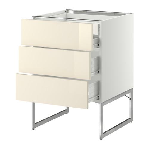 МЕТОД / ФОРВАРА Напольн шкаф 3фронт пнл/2низ/2ср ящ - 60x60x60 см, Рингульт глянцевый кремовый, белый МЕТОД / ФОРВАРА Напольн шкаф 3фронт пнл/2низ/2ср ящ - 60x60x60 см, Рингульт глянцевый кремовый, белый