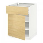 МЕТОД / МАКСИМЕРА Напольный шкаф с ящиком/дверью - 60x60 см, Тингсрид под березу, белый