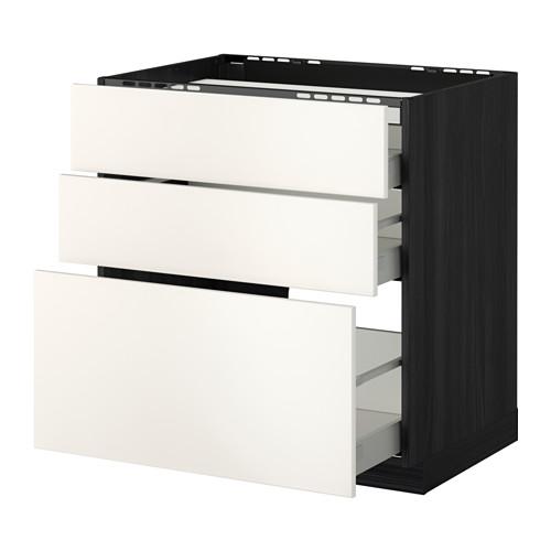 МЕТОД / МАКСИМЕРА Напольн шкаф/3фронт пнл/3ящика - под дерево черный, Веддинге белый, 80x60 см МЕТОД / МАКСИМЕРА Напольн шкаф/3фронт пнл/3ящика - под дерево черный, Веддинге белый, 80x60 см