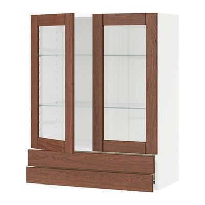 МЕТОД / ФОРВАРА Навесной шкаф/2 стек дв/2 ящика - 80x100 см, Филипстад коричневый, белый
