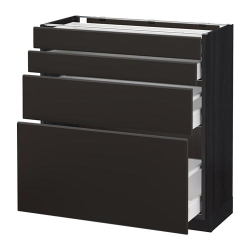 МЕТОД / МАКСИМЕРА Напольн шкаф 4 фронт панели/4 ящика - под дерево черный, Кунгсбакка антрацит, 80x37 см МЕТОД / МАКСИМЕРА Напольн шкаф 4 фронт панели/4 ящика - под дерево черный, Кунгсбакка антрацит, 80x37 см