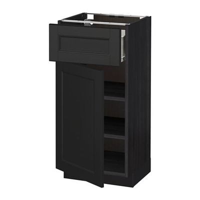 МЕТОД / ФОРВАРА Напольный шкаф с ящиком/дверью - 40x37 см, Лаксарби черно-коричневый, под дерево черный МЕТОД / ФОРВАРА Напольный шкаф с ящиком/дверью - 40x37 см, Лаксарби черно-коричневый, под дерево черный