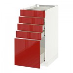 МЕТОД / ФОРВАРА Напольный шкаф с 5 ящиками - 40x60 см, Рингульт глянцевый красный, белый МЕТОД / ФОРВАРА Напольный шкаф с 5 ящиками - 40x60 см, Рингульт глянцевый красный, белый