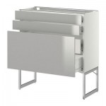 МЕТОД / ФОРВАРА Напольн шкаф 3фронт пнл/2низ/2ср ящ - 80x37x60 см, Гревста нержавеющ сталь, белый МЕТОД / ФОРВАРА Напольн шкаф 3фронт пнл/2низ/2ср ящ - 80x37x60 см, Гревста нержавеющ сталь, белый