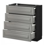 МЕТОД / ФОРВАРА Напольн шкаф 4 фронт панели/4 ящика - 80x37 см, Будбин серый, под дерево черный МЕТОД / ФОРВАРА Напольн шкаф 4 фронт панели/4 ящика - 80x37 см, Будбин серый, под дерево черный