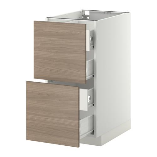 МЕТОД / ФОРВАРА Напольн шкаф 2 фронт пнл/4 средн ящ - белый, Брокхульт под грецкий орех светло-серый, 40x60 см МЕТОД / ФОРВАРА Напольн шкаф 2 фронт пнл/4 средн ящ - белый, Брокхульт под грецкий орех светло-серый, 40x60 см