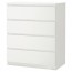 МАЛЬМ Комод с 4 ящиками - белый