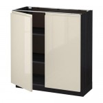 МЕТОД Напол шкаф с полками/2двери - под дерево черный, Воксторп глянцевый светло-бежевый, 80x37 см МЕТОД Напол шкаф с полками/2двери - под дерево черный, Воксторп глянцевый светло-бежевый, 80x37 см