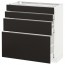 МЕТОД / МАКСИМЕРА Напольн шкаф 4 фронт панели/4 ящика - белый, Кунгсбакка антрацит, 80x37 см