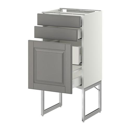 МЕТОД / МАКСИМЕРА Напольн шкаф 3фронт пнл/2низ/2ср ящ - белый, Будбин серый, 40x37x60 см