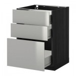 МЕТОД / ФОРВАРА Напольный шкаф с 3 ящиками - 60x60 см, Гревста нержавеющ сталь, под дерево черный МЕТОД / ФОРВАРА Напольный шкаф с 3 ящиками - 60x60 см, Гревста нержавеющ сталь, под дерево черный