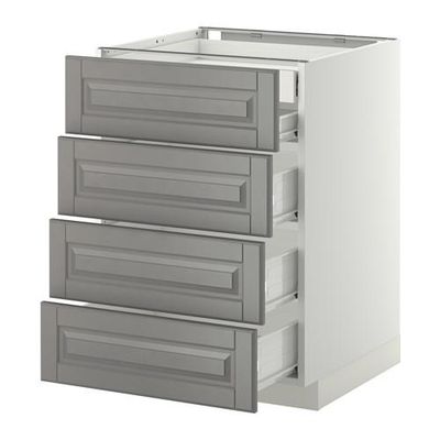 МЕТОД / ФОРВАРА Нплн шк 4фрнт/2нзк/3срд ящ - 60x60 см, Будбин серый, белый