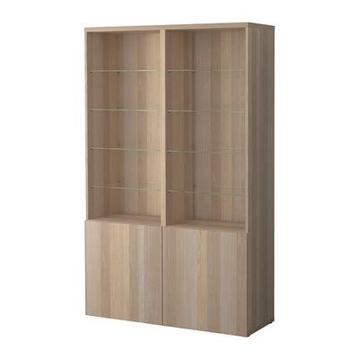 БЕСТО Комбинация для хранения с дверцами - под беленый дуб