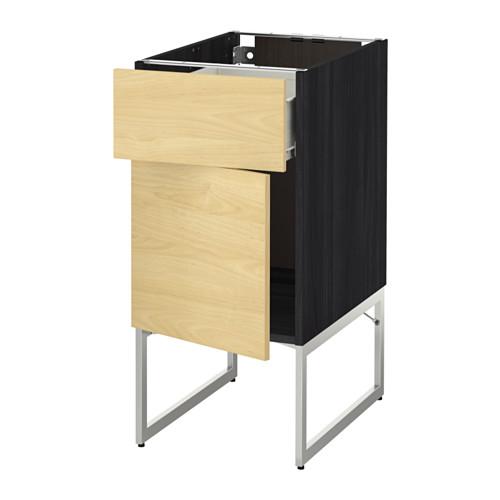 МЕТОД / ФОРВАРА Напольный шкаф с ящиком/дверью - 40x60x60 см, Тингсрид под березу, под дерево черный МЕТОД / ФОРВАРА Напольный шкаф с ящиком/дверью - 40x60x60 см, Тингсрид под березу, под дерево черный
