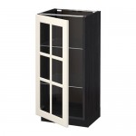METOD напольный шкаф со стекл дверцей черный/Будбин белый с оттенком 40x37x80 см