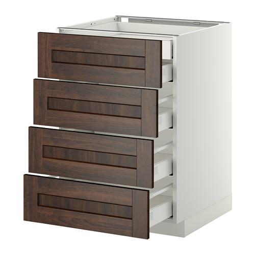 МЕТОД / МАКСИМЕРА Нплн шк 4фрнт/2нзк/3срд ящ - белый, Эдсерум под дерево коричневый, 60x60 см МЕТОД / МАКСИМЕРА Нплн шк 4фрнт/2нзк/3срд ящ - белый, Эдсерум под дерево коричневый, 60x60 см