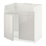 МЕТОД Напольный шкаф д/двойн мойки ХАВСЕН - белый, Рингульт глянцевый светло-серый МЕТОД Напольный шкаф д/двойн мойки ХАВСЕН - белый, Рингульт глянцевый светло-серый
