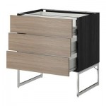 МЕТОД / ФОРВАРА Напольн шкаф 3фронт пнл/2низ/2ср ящ - 80x60x60 см, Брокхульт под грецкий орех светло-серый, под дерево черный МЕТОД / ФОРВАРА Напольн шкаф 3фронт пнл/2низ/2ср ящ - 80x60x60 см, Брокхульт под грецкий орех светло-серый, под дерево черный