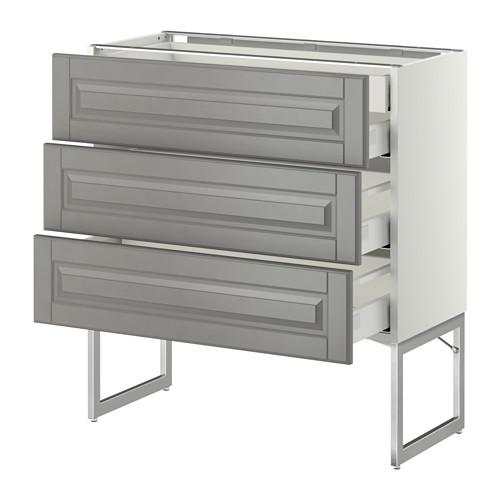 МЕТОД / МАКСИМЕРА Напольн шкаф 3фронт пнл/2низ/2ср ящ - белый, Будбин серый, 80x37x60 см МЕТОД / МАКСИМЕРА Напольн шкаф 3фронт пнл/2низ/2ср ящ - белый, Будбин серый, 80x37x60 см