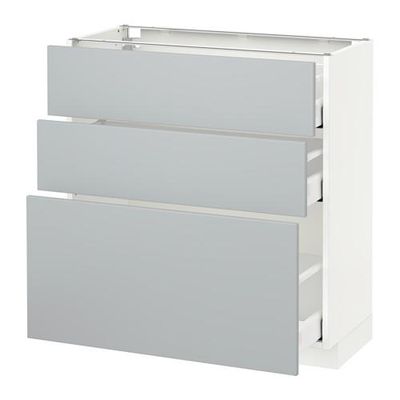МЕТОД / МАКСИМЕРА Напольный шкаф с 3 ящиками - 80x37 см, Веддинге серый, белый МЕТОД / МАКСИМЕРА Напольный шкаф с 3 ящиками - 80x37 см, Веддинге серый, белый