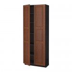 МЕТОД Высок шкаф с полками - под дерево черный, Филипстад коричневый, 80x37x200 см