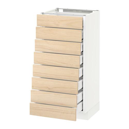 МЕТОД / МАКСИМЕРА Наполн шкаф 8 фронт/8 низк ящиков - белый, Аскерсунд под светлый ясень, 40x37 см
