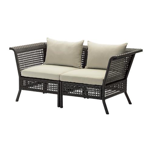 KUNGSHOLMEN 2-местный модульный диван, садовый черно-коричневый/Холло бежевый
