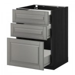 МЕТОД / ФОРВАРА Напольный шкаф с 3 ящиками - 60x60 см, Будбин серый, под дерево черный МЕТОД / ФОРВАРА Напольный шкаф с 3 ящиками - 60x60 см, Будбин серый, под дерево черный