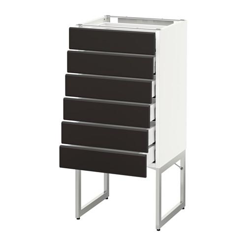 МЕТОД / МАКСИМЕРА Напольн шкаф 6фронт пнл/6 низ ящ - белый, Кунгсбакка антрацит, 40x37x60 см МЕТОД / МАКСИМЕРА Напольн шкаф 6фронт пнл/6 низ ящ - белый, Кунгсбакка антрацит, 40x37x60 см