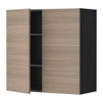 МЕТОД Навесной шкаф с полками/2дверцы - 80x80 см, Брокхульт под грецкий орех светло-серый, под дерево черный МЕТОД Навесной шкаф с полками/2дверцы - 80x80 см, Брокхульт под грецкий орех светло-серый, под дерево черный