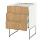 МЕТОД / ФОРВАРА Нплн шк 3 фрнт/3 средн ящика - 60x60x60 см, Экестад дуб, белый МЕТОД / ФОРВАРА Нплн шк 3 фрнт/3 средн ящика - 60x60x60 см, Экестад дуб, белый