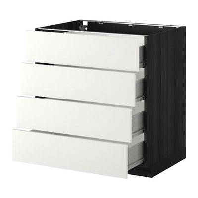 МЕТОД / ФОРВАРА Напольн шкаф 4 фронт панели/4 ящика - 80x60 см, Хэггеби белый, под дерево черный МЕТОД / ФОРВАРА Напольн шкаф 4 фронт панели/4 ящика - 80x60 см, Хэггеби белый, под дерево черный