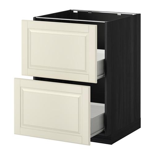 МЕТОД / ФОРВАРА Наполн шк 2 фрнт/2 средн ящ - под дерево черный, Будбин белый с оттенком, 60x60 см