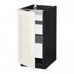 МЕТОД / МАКСИМЕРА Напольный шкаф с 1двр/3ящ - под дерево черный, Сэведаль белый, 40x60 см