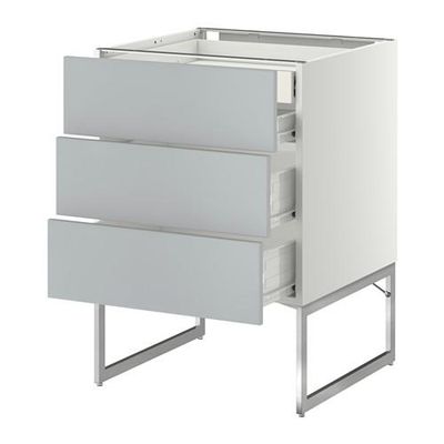 МЕТОД / ФОРВАРА Напольн шкаф 3фронт пнл/2низ/2ср ящ - 60x60x60 см, Веддинге серый, белый МЕТОД / ФОРВАРА Напольн шкаф 3фронт пнл/2низ/2ср ящ - 60x60x60 см, Веддинге серый, белый