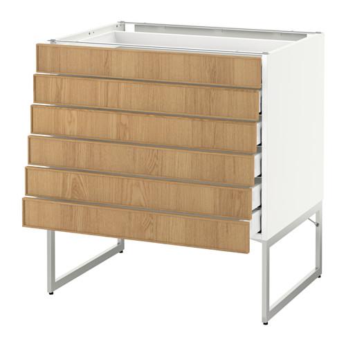 МЕТОД / МАКСИМЕРА Напольн шкаф 6фронт пнл/6 низ ящ - белый, Экестад дуб, 80x60x60 см