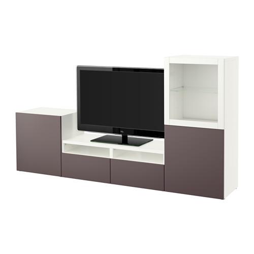 БЕСТО Шкаф для ТВ, комбин/стеклян дверцы - белый/Вальвикен темно-коричневый, прозрачное стекло, направляющие ящика,нажимные БЕСТО Шкаф для ТВ, комбин/стеклян дверцы - белый/Вальвикен темно-коричневый, прозрачное стекло, направляющие ящика,нажимные